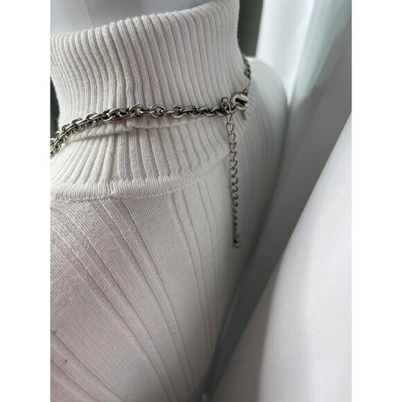 Chico's pendant necklace mixed metals chunky geometric pendant chain link - Picture 3 of 13